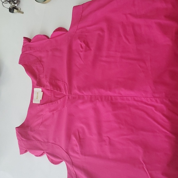 Anthropologie Maeve Pink Scalloped Poplin Top - Picture 5 of 7